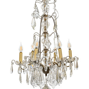 Appraisal: A Continental Cast Metal and Cut Glass Six-Light Chandelier Late