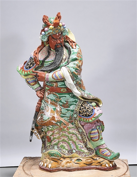 Appraisal: Chinese enameled porcelain Guandi figure x x approx Condition some