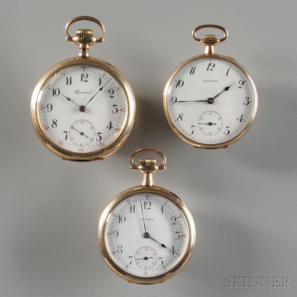 Appraisal: Three Howard Open Face Watches Boston all three marked Howard