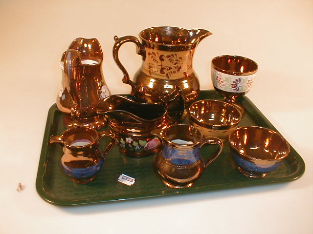 Appraisal: A group of Victorian copper lustre wares including jugs bowls