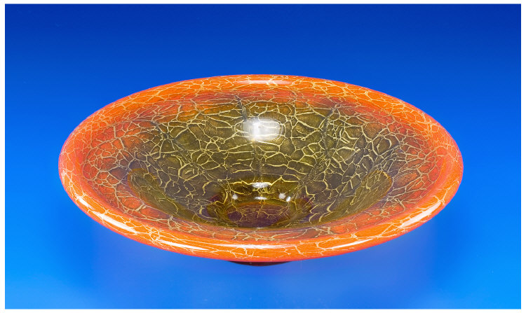 Appraisal: WMF Ikora Art Glass Bowl Of Circular Flared Form Crackled