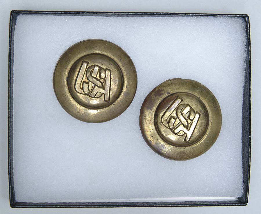 Appraisal: US ARTILLERY BRIDLE ROSETTES Non-excavated Un-issued USA intertwined on front