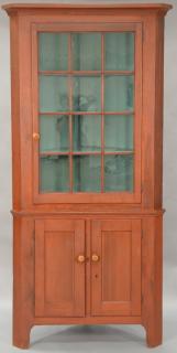 Appraisal: Corner cabinet in two parts upper section with cornice molded