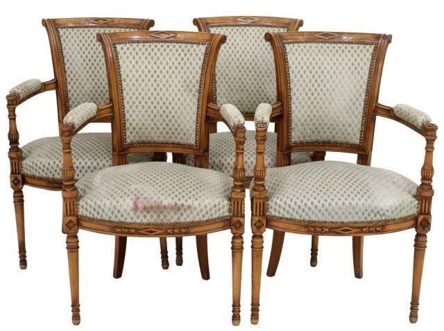 Appraisal: lot of French Louis XVI style armchairs th c frame