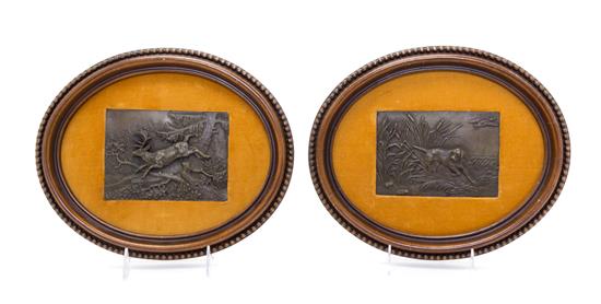 Appraisal: Sale Lot A Pair of Bronze Plaques after antoine-louis barye