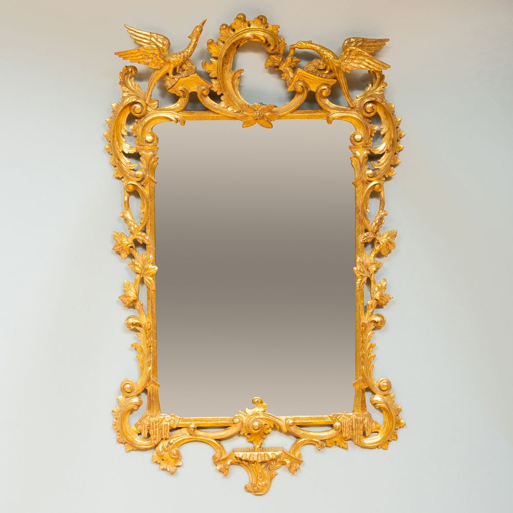 Appraisal: Pair of George III Style Giltwood Mirrors of Recent Manufacture