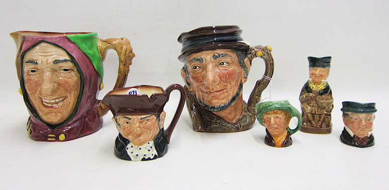 Appraisal: SIX ROYAL DOULTON PORCELAIN CHARACTER TOBY JUGS Touchstone D- -