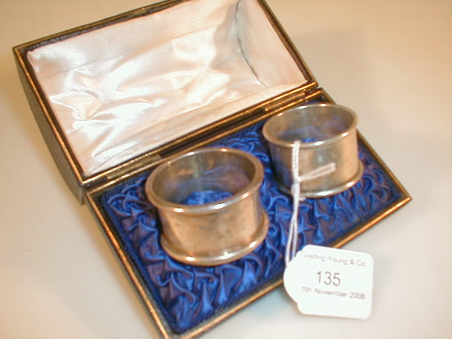 Appraisal: Two cased silver napkin rings