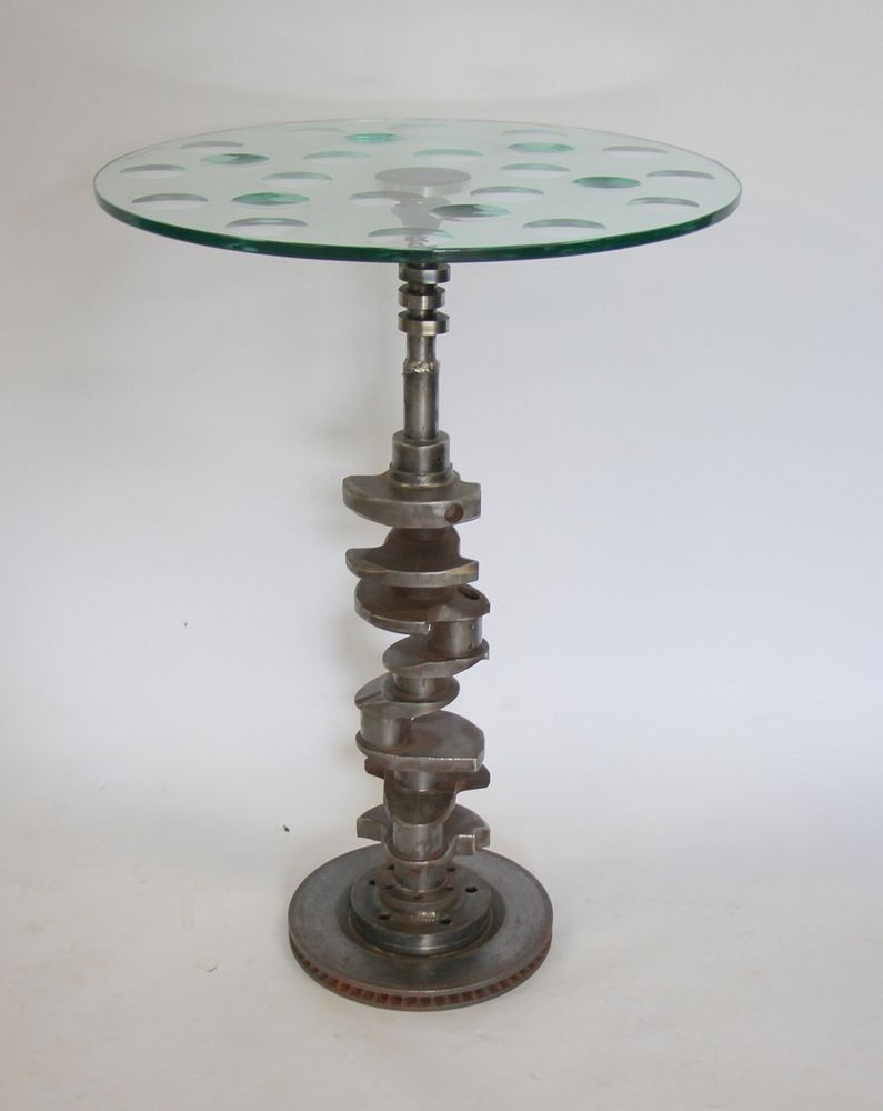 Appraisal: After Feliciano Bejar Iron Table With Glass Top From a