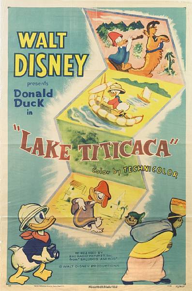 Appraisal: Lake Titicaca Walt Disney RKO -R one-sheet condition B x