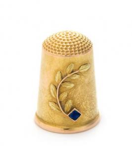 Appraisal: A Russian Yellow Gold and Sapphire Thimble Maker's Mark Obscured