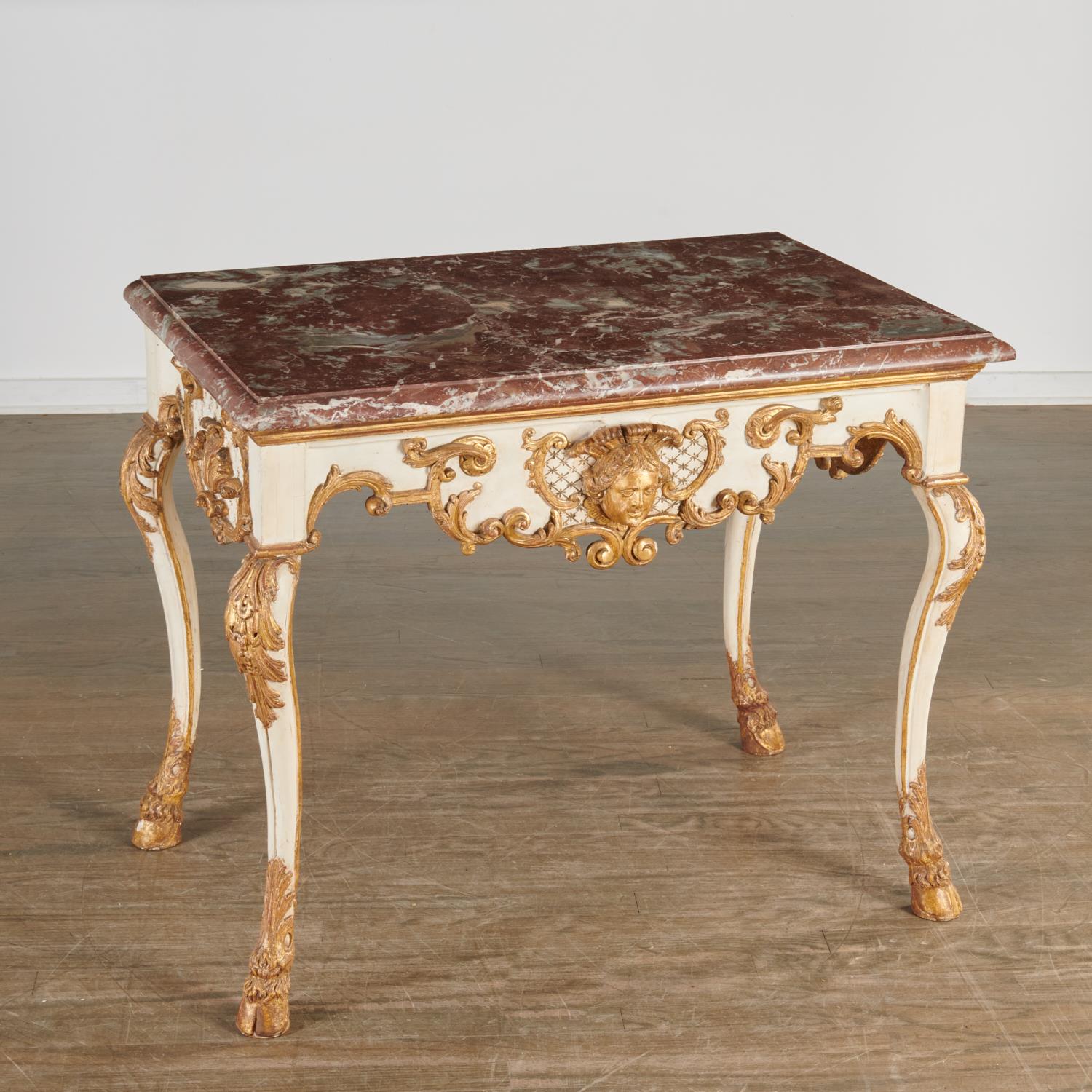 Appraisal: GERMAN PARCEL GILT MARBLE TOP CONSOLE C th c cream