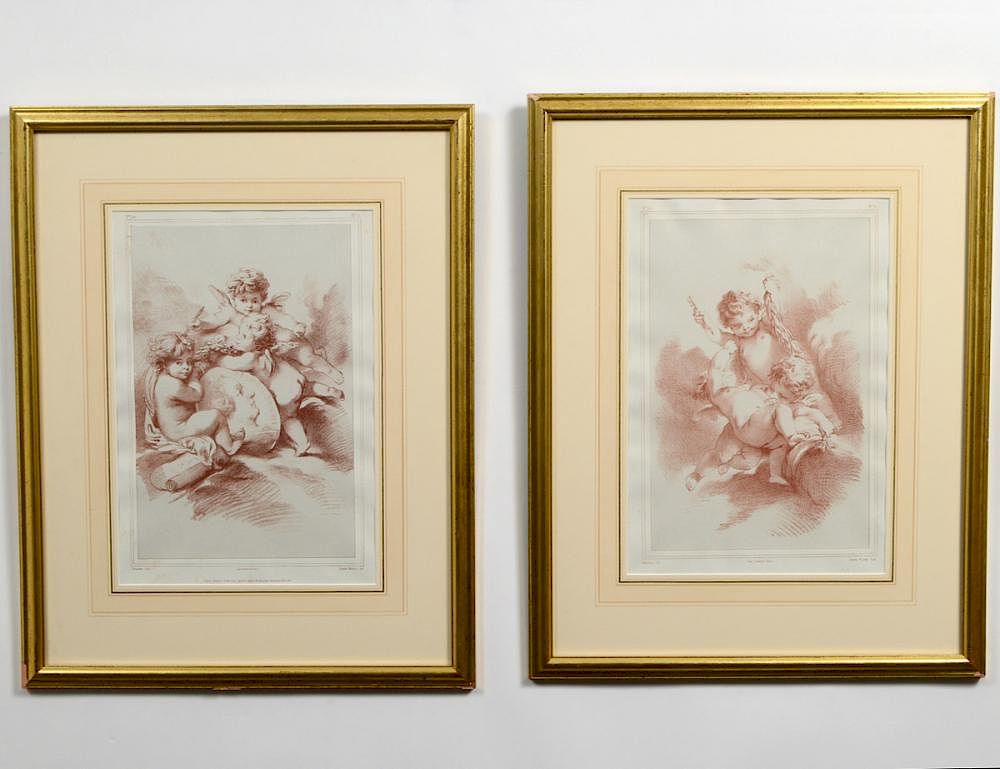 Appraisal: FRANCOIS BOUCHER French - A pair of sepia engravings depicting