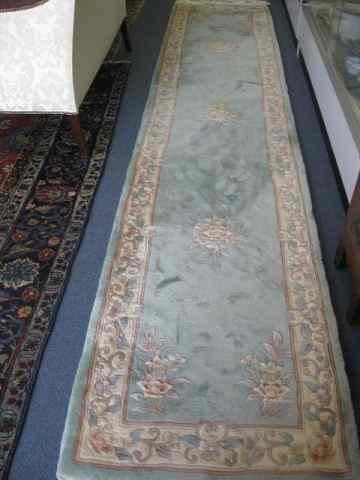 Appraisal: Chinese Handmade Sculptured Wool Runner floral on light green pastels