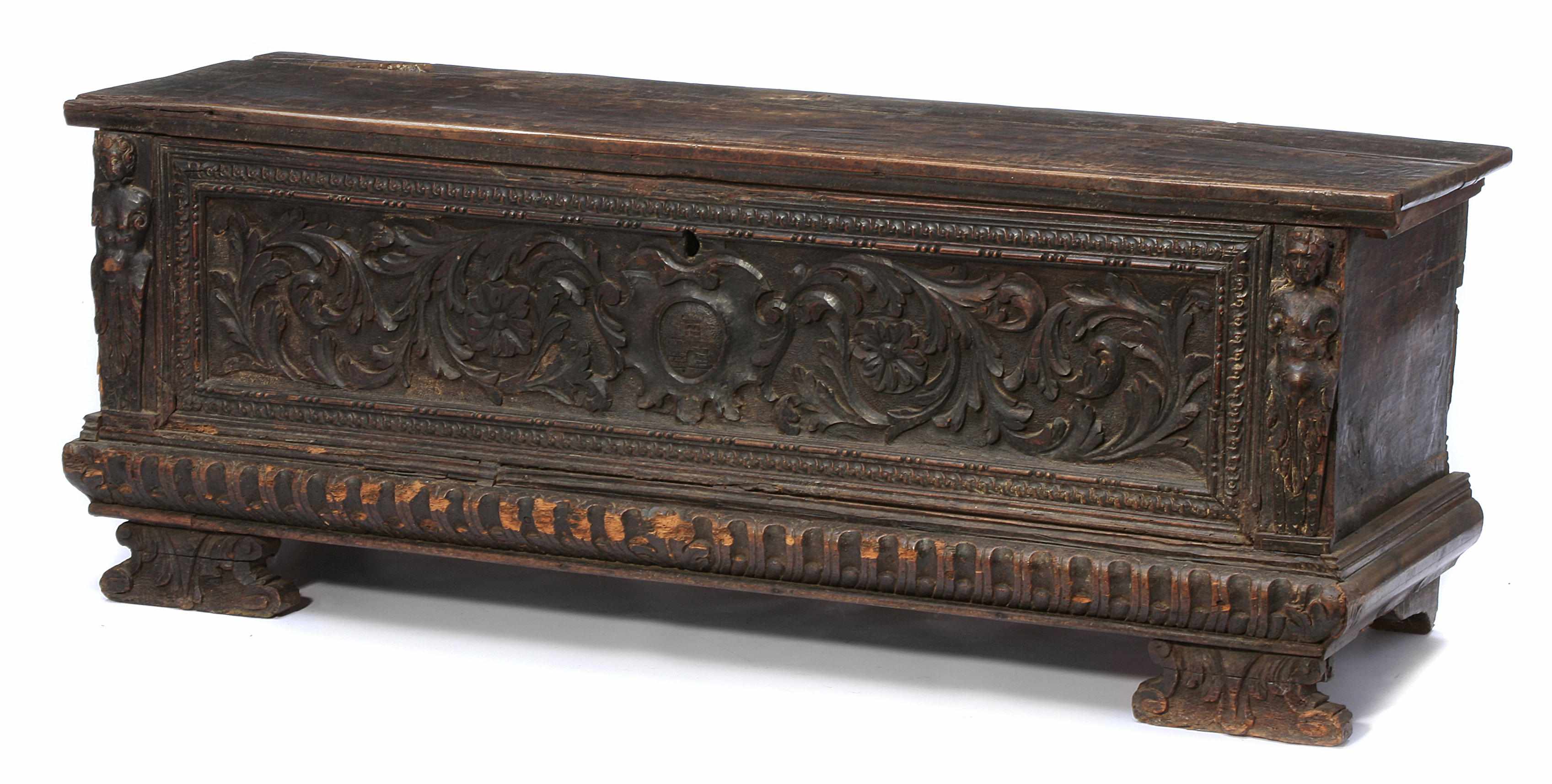 Appraisal: An Italian Renaissance carved walnut cassone first half th century