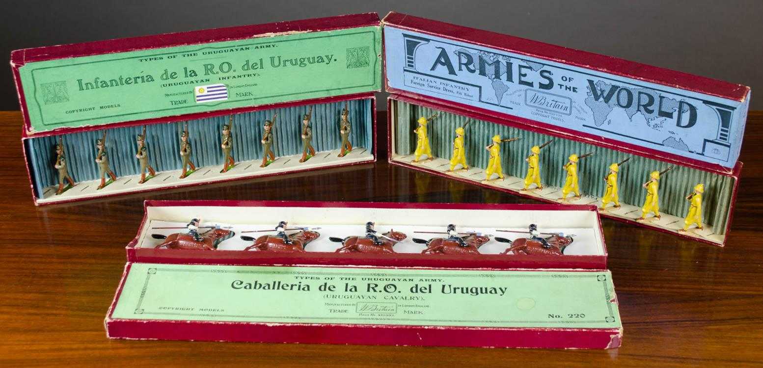 Appraisal: THREE SETS OF W BRITAINS TOY SOLDIERS including No Uruguayan