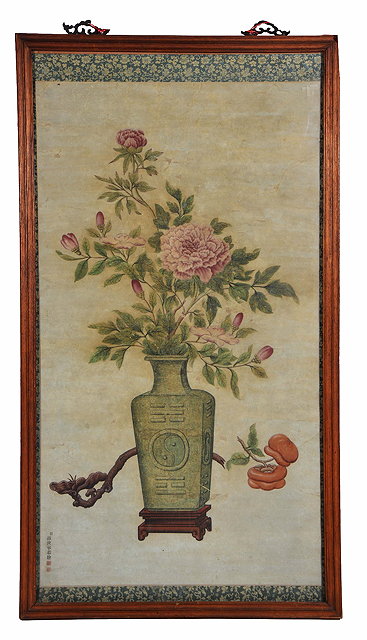 Appraisal: Attributed to Lang Shining Giuseppe Castiglione Italian - Pink Chrysanthemums