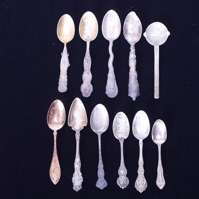 Appraisal: Eleven Antique Sterling Silver Souvenir Spoons Troy Oz