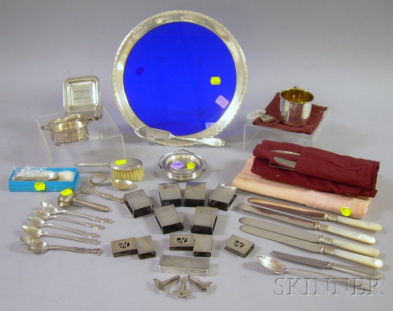 Appraisal: Group of Sterling and Silver Plated Serving and Flatware including