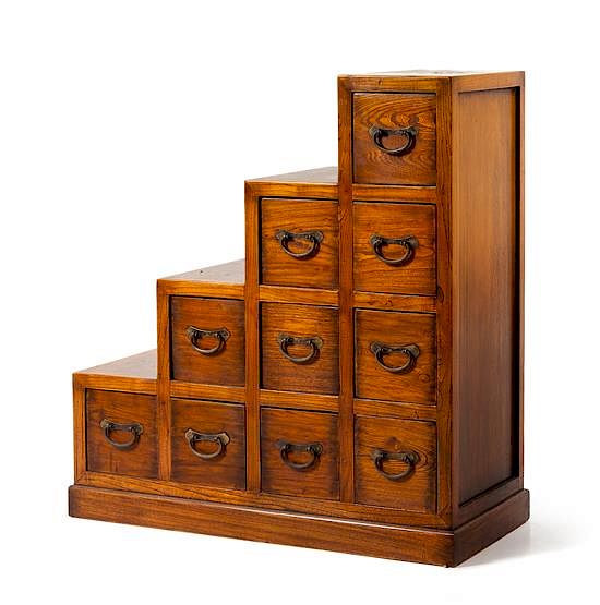 Appraisal: A Japanese Stepped Tansu Chest Height x width x depth