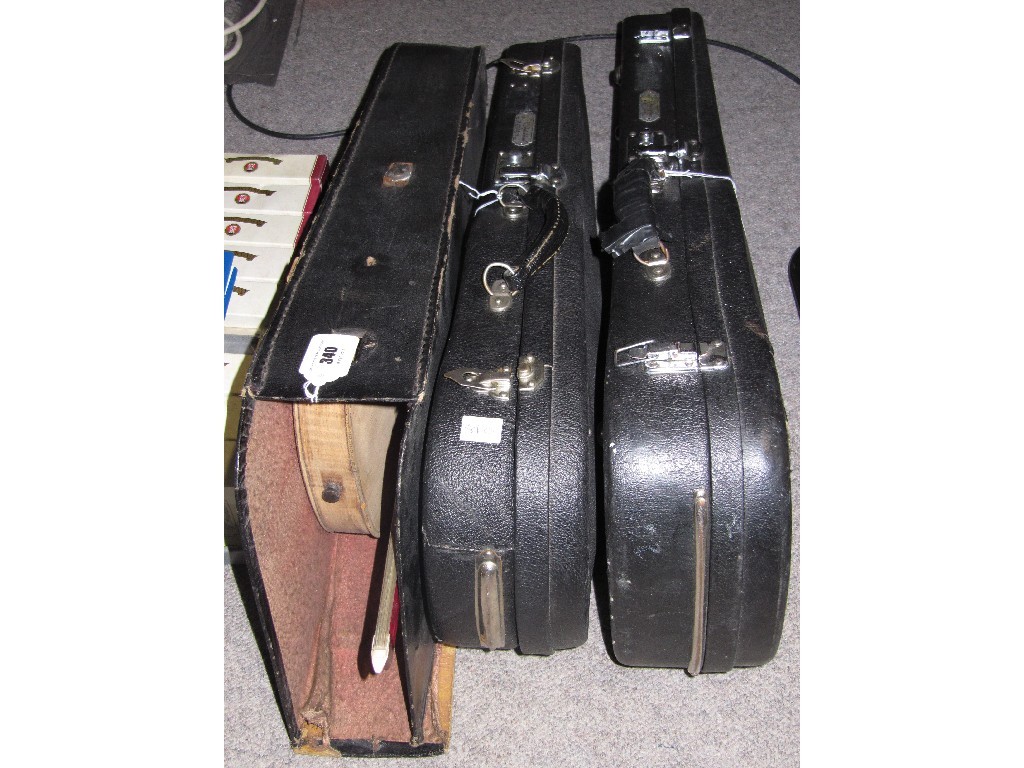 Appraisal: Lot comprising two Chinese violins in cases and one other