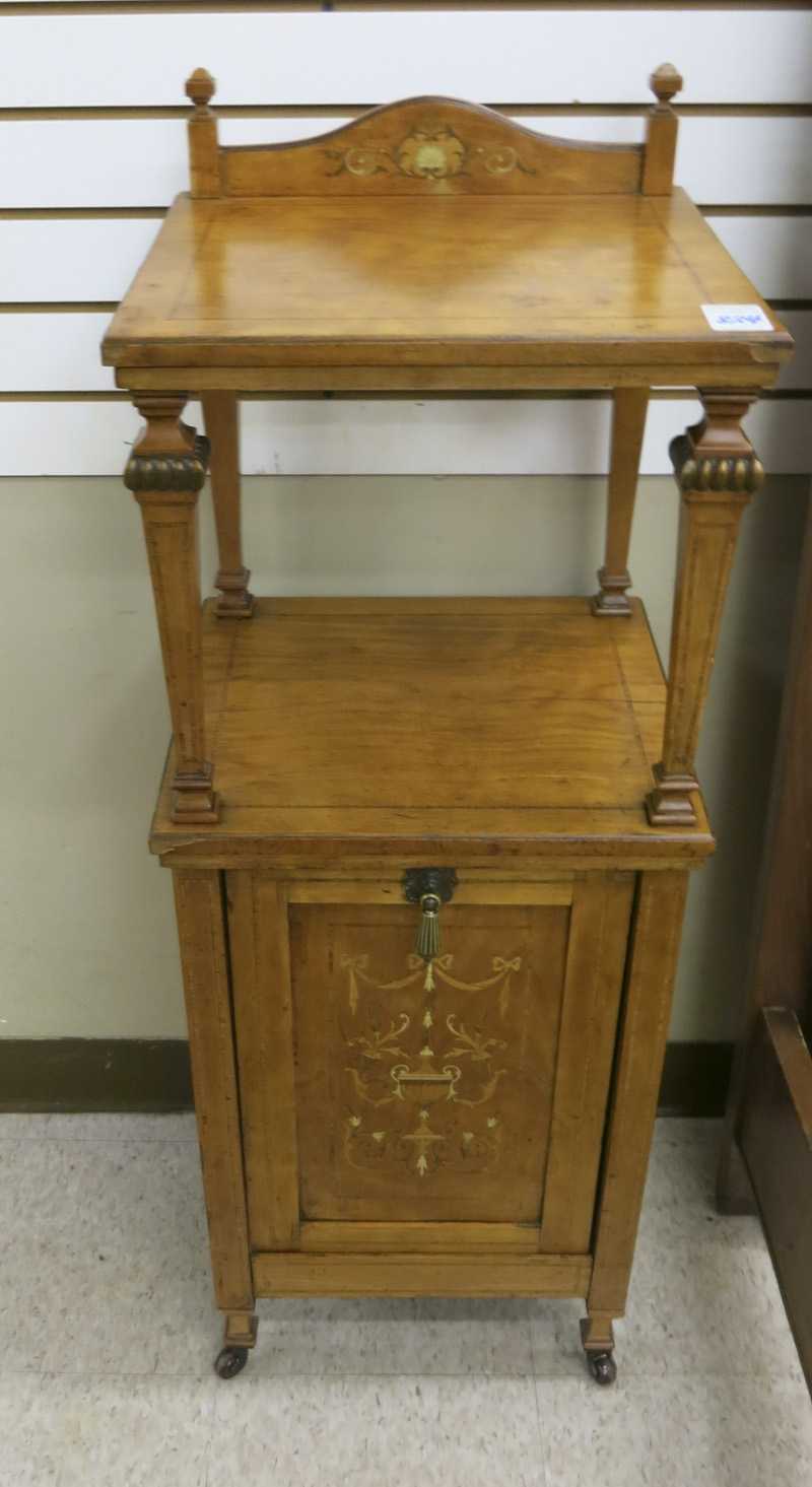 Appraisal: AN EDWARDIAN INLAID SATINWOOD COAL CABINET English c - a