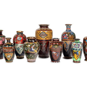 Appraisal: Nine Cloisonn Vases LATE TH CENTURY EARLY TH CENTURY decorated