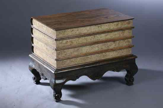 Appraisal: LOUIS XV STYLE OAK CHEST-ON-STAND Four book form tiers having