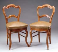 Appraisal: PAIR OF FRENCH UPHOLSTERED SIDE CHAIRS Open back having thumb