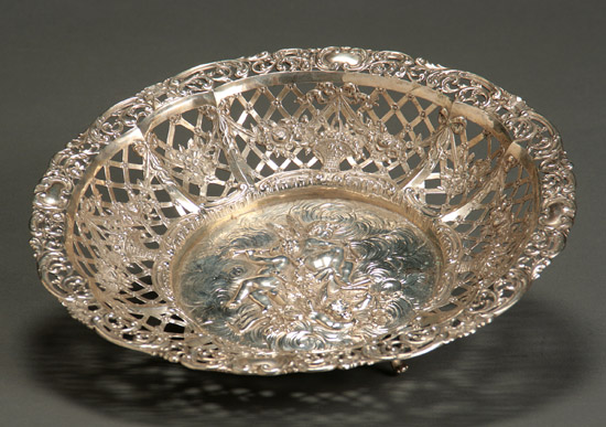 Appraisal: German Rococo Style Pierced Silver Bowl Probably Georg Roth Co