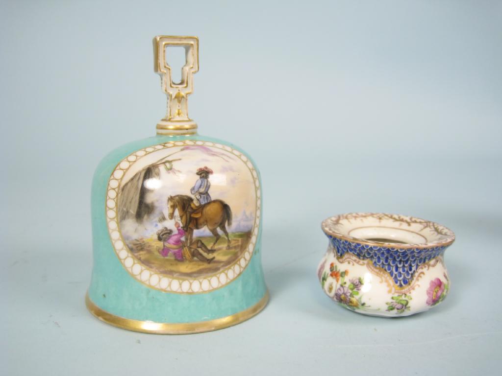 Appraisal: A Table Bell painted with two figures and a horse