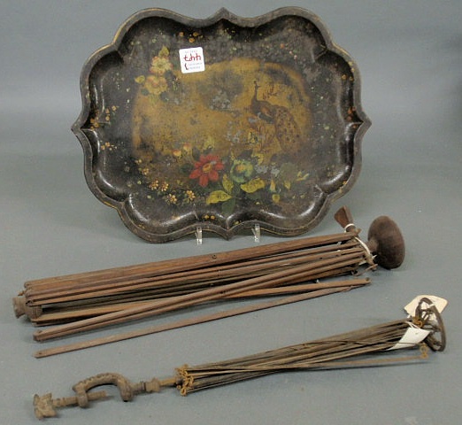 Appraisal: Metal umbrella swift l a wooden example l and a