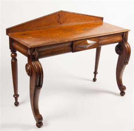 Appraisal: A late Victorian oak console table the moulded pediment with