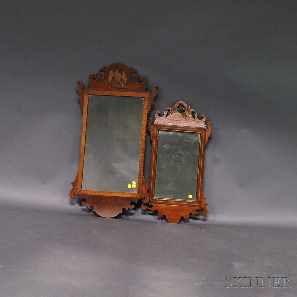 Appraisal: Chippendale and a Chippendale-style Mahogany Phoenix-carved Scroll-frame Mirrors th and