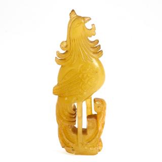 Appraisal: Chinese yellow jade carving of a phoenix bird Chinese yellow