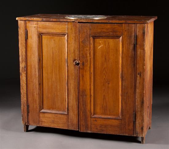 Appraisal: American Vernacular pine cupboard th century with later brass compass