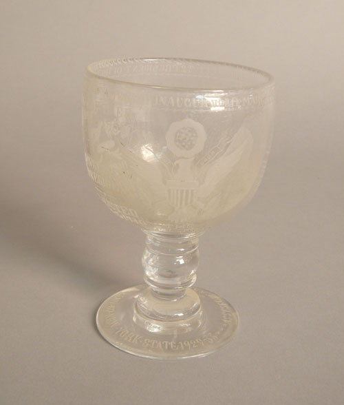 Appraisal: Vernay etched glass chalice commemorating the presidency of Franklin D