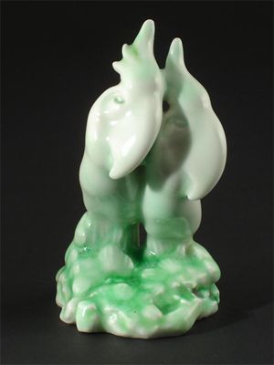 Appraisal: A Royal Doulton Chinese Jade figure of two cockatoo designed