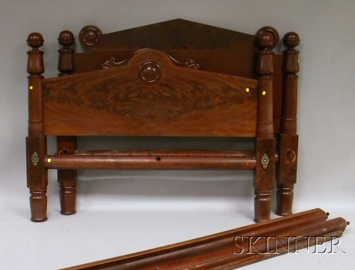 Appraisal: Classical Belted Ball-top Walnut Bed with rails wd in