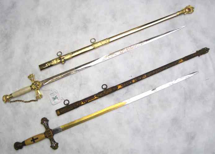 Appraisal: TWO KNIGHTS OF TEMPLAR CEREMONIAL SWORDS the first '' gold