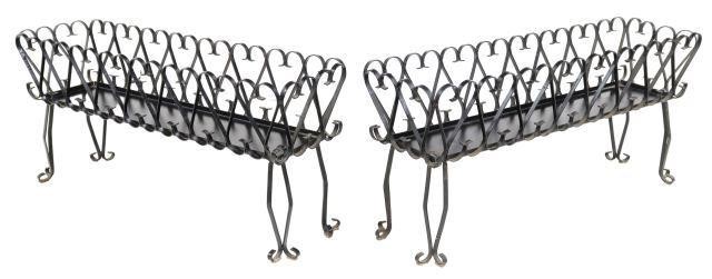 Appraisal: pair Italian wrought iron jardinieres plant stands th c having