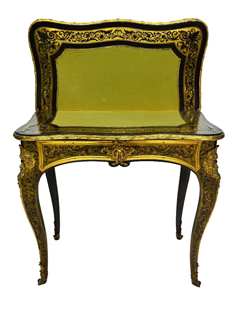 Appraisal: A th century French boulle work card table with serpentine