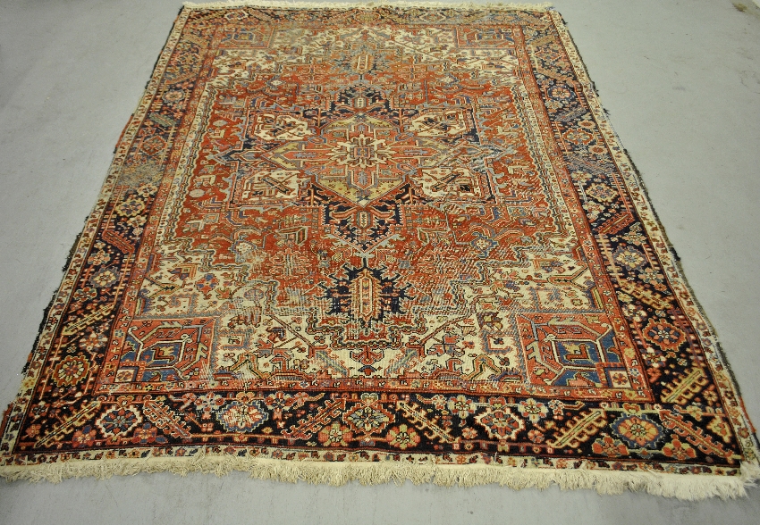 Appraisal: - Room size Heriz oriental carpet c with center geometric