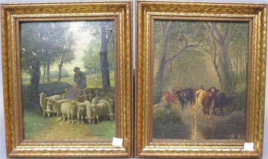 Appraisal: W J FAIRBROTHER Pair th c oils on board Shepherd