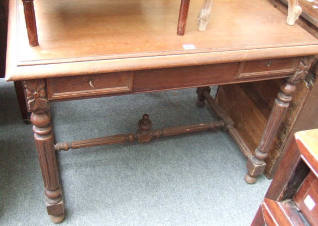 Appraisal: A late th century French oak writing table the rectangular