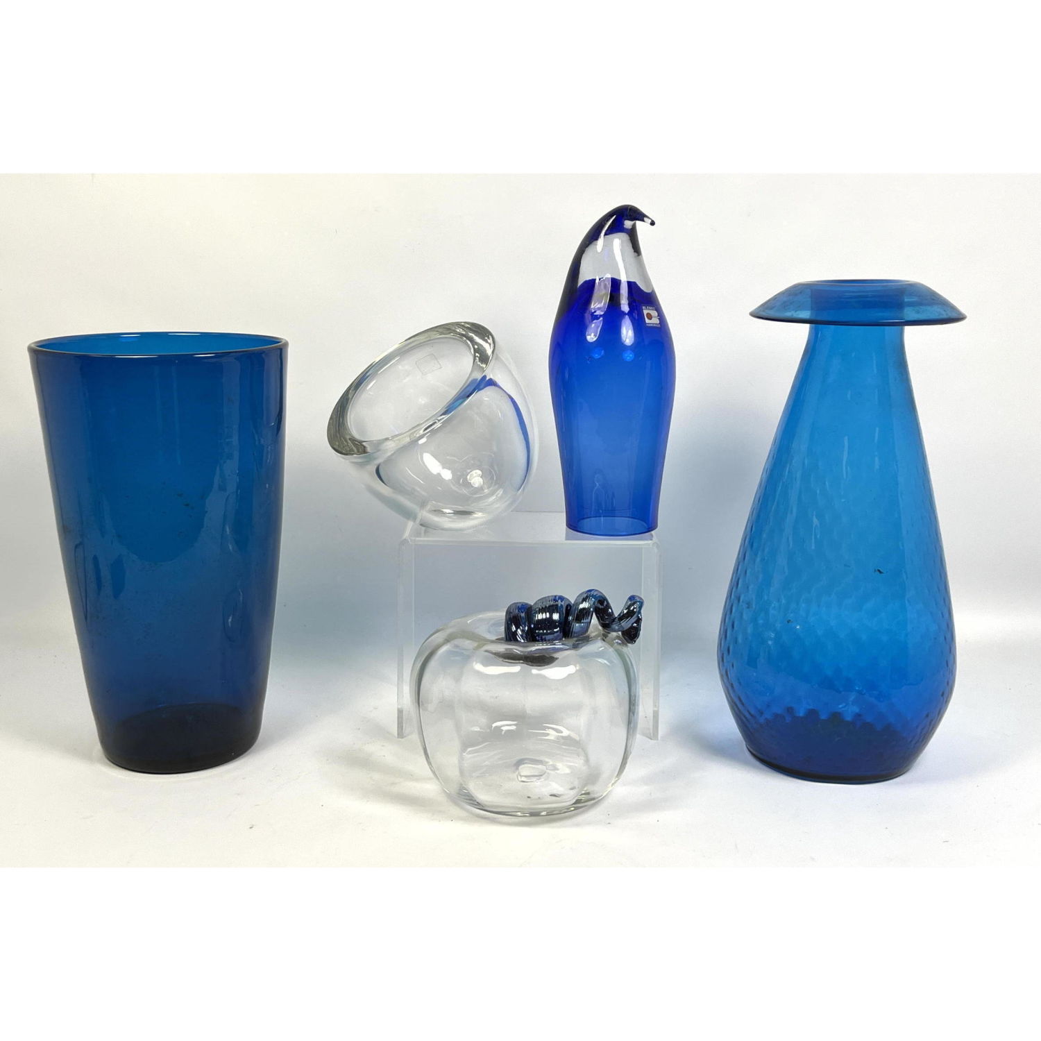 Appraisal: pc Artisan Art Glass Collection Cobalt Blue and Clear Pieces