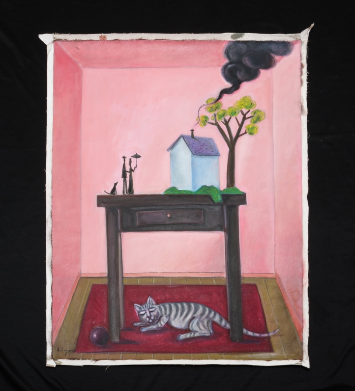 Appraisal: TABLE AND CAT BY BENJAMIN LEVY Israel New York City