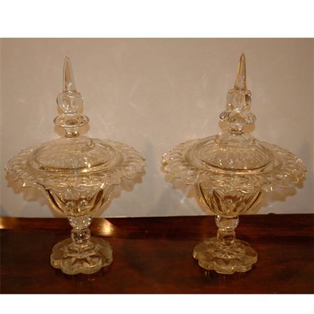 Appraisal: Pair of Cut Glass Covered Compotes Estimate -