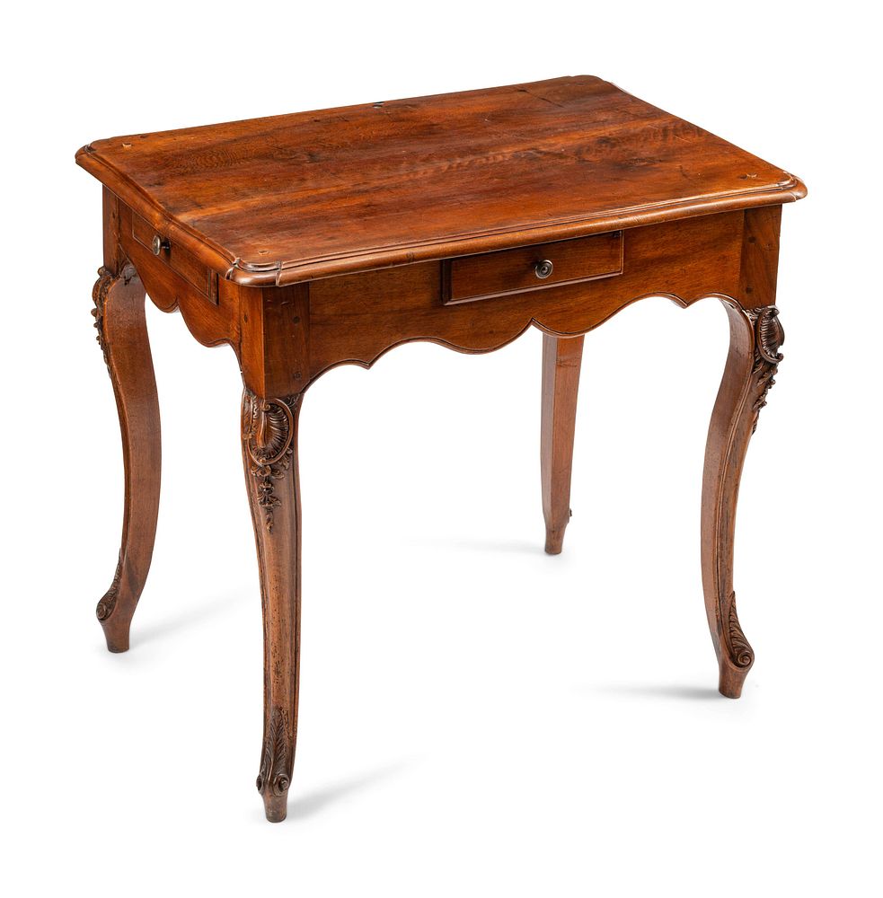 Appraisal: A Louis XV Walnut Four-Drawer Table A Louis XV Walnut