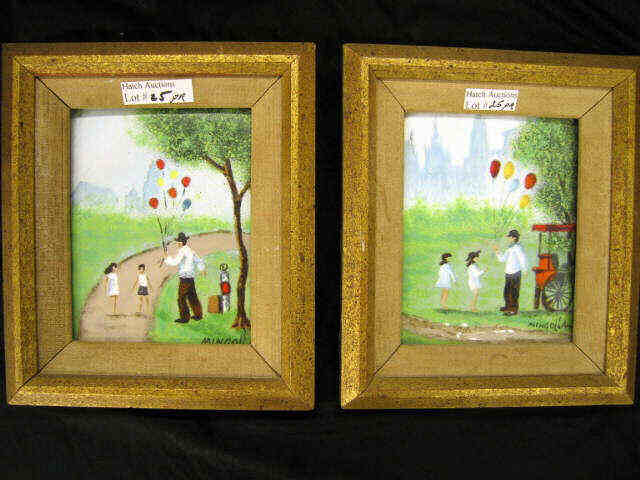 Appraisal: Pair of Enamel Paintings on Copper by Mingolla park scenes